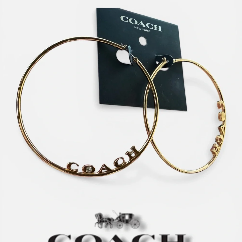 Coach Signature Hoop Earrings NWT a Coach x Jennifer Lopez Collaboration - Picture 5 of 5